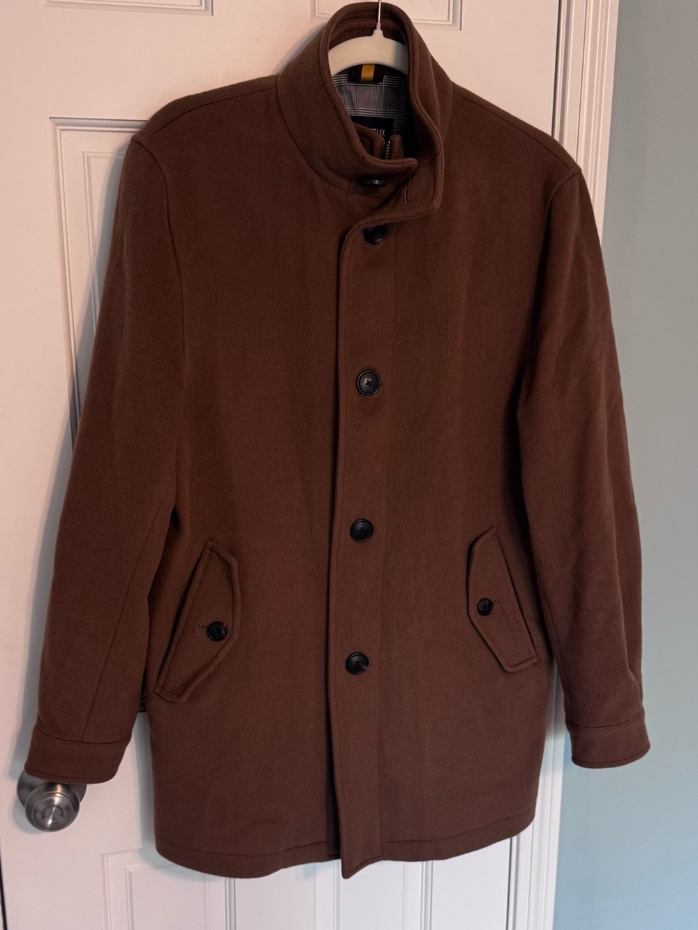 Daniel Cremieux Brown Pea Coat with High Collar 100% wool size small classic